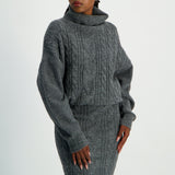 Cowl Neck Knitwear Top With Long Sleeves