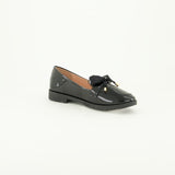 Patent Loafer Shoe.Chiffon Bow Tie Detail.