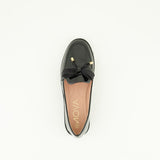 Patent Loafer Shoe.Chiffon Bow Tie Detail.