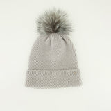 Mohair Beanie.Metal Ingot.Pom Pom Detail.
