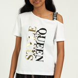 White Graphic Print Top