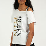 White Graphic Print Top