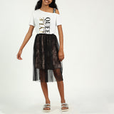 White Graphic Print Top