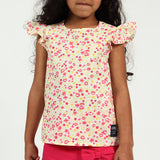 Girls Pink Daisy Puff Sleeve Top