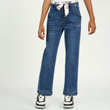 Girls Light Blue Denim Wide Leg Jean