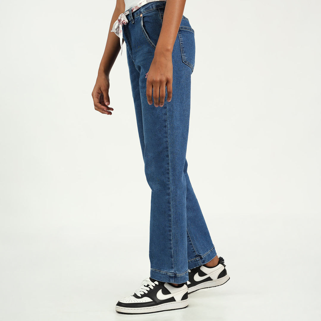 Girls Light Blue Denim Wide Leg Jean