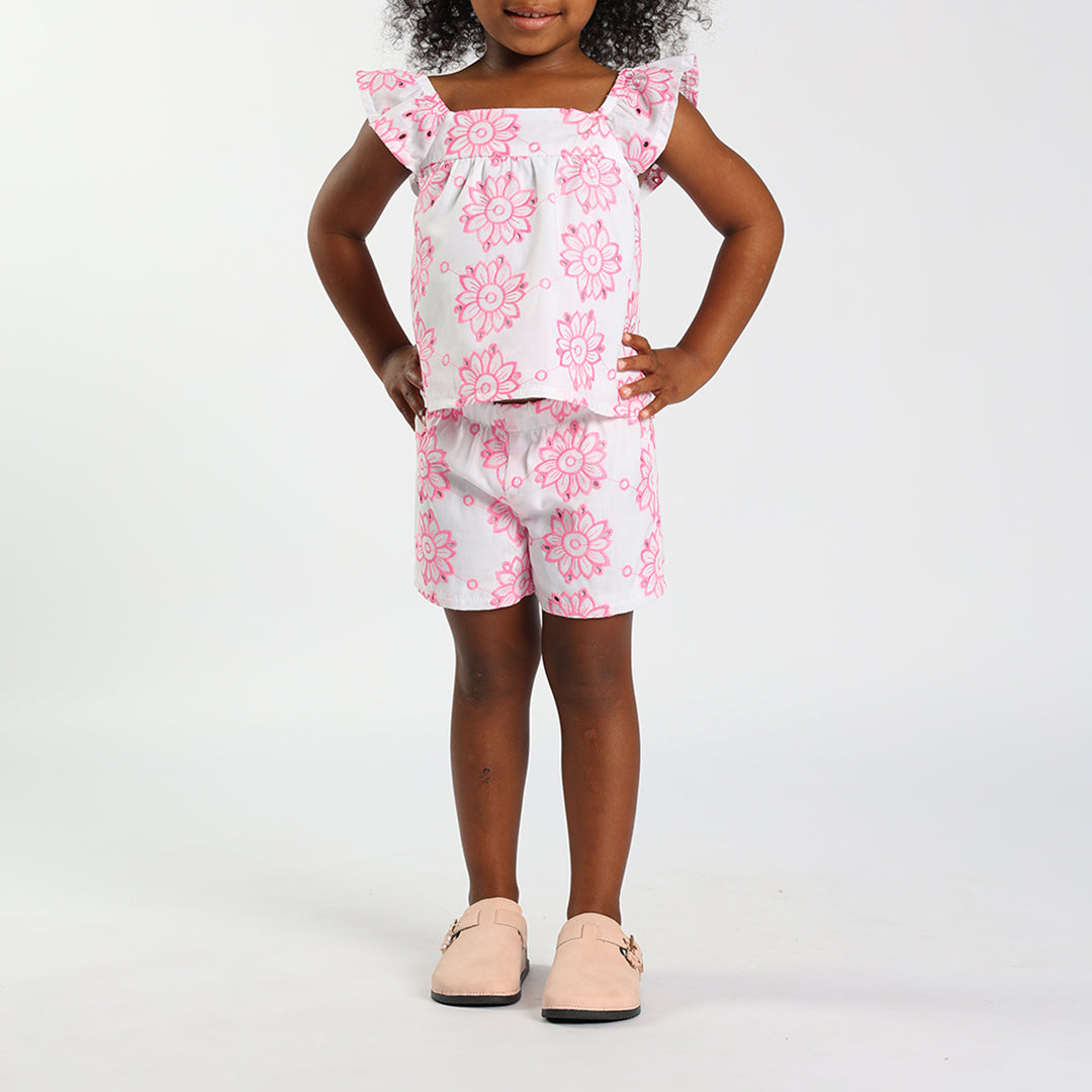 White/Pink Angles Top