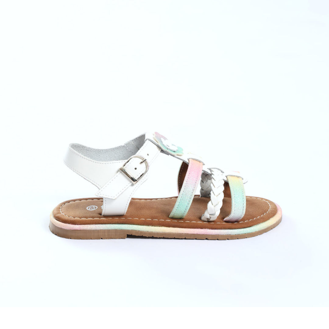 Strappy Leather Sandal.Glitter Detail.