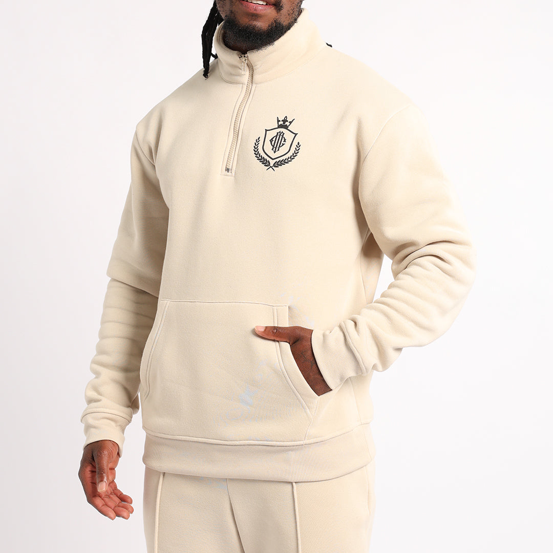 Mens Moda Stone Brushed 1/4 Zip Sweater