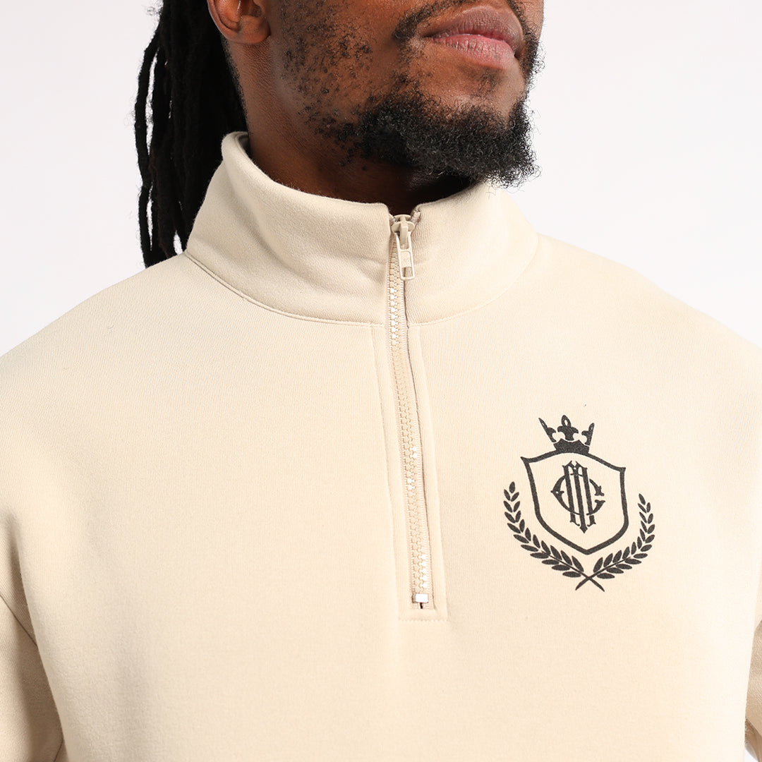 Mens Moda Stone Brushed 1/4 Zip Sweater