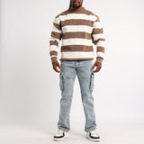 MENS MODA STONE STRIPE CREWNECK SWEATER