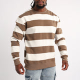 MENS MODA STONE STRIPE CREWNECK SWEATER