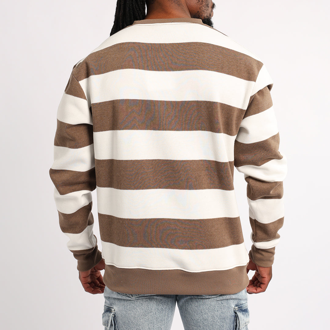 MENS MODA STONE STRIPE CREWNECK SWEATER
