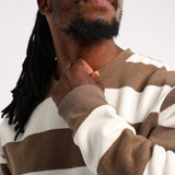 MENS MODA STONE STRIPE CREWNECK SWEATER