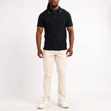 MENS BASIC SUPPLY NAVY JACQAURD KNIT 1/4 ZIP GOLFER