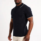 MENS BASIC SUPPLY NAVY JACQAURD KNIT 1/4 ZIP GOLFER