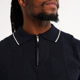 MENS BASIC SUPPLY NAVY JACQAURD KNIT 1/4 ZIP GOLFER