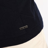 MENS BASIC SUPPLY NAVY JACQAURD KNIT 1/4 ZIP GOLFER