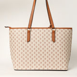 LADIES CIARRA TAN &amp; BEIGE MONOGRAM SHOPPER BAG