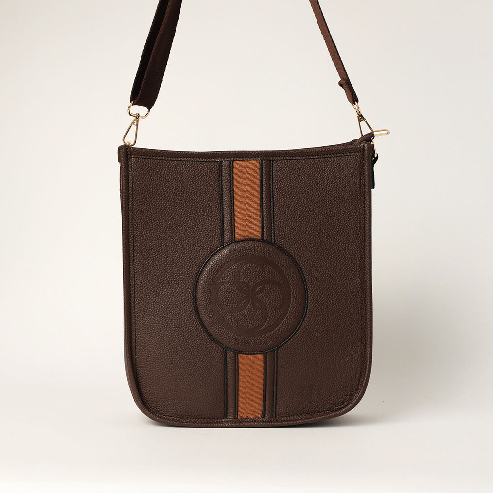 LADIES CIARRA DARK CHOC UPRIGHT CROSSBODY BAG