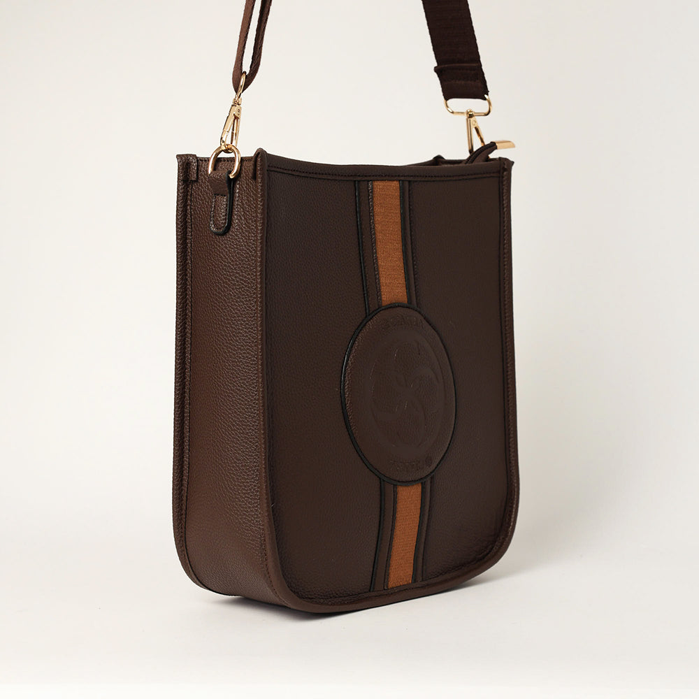 LADIES CIARRA DARK CHOC UPRIGHT CROSSBODY BAG