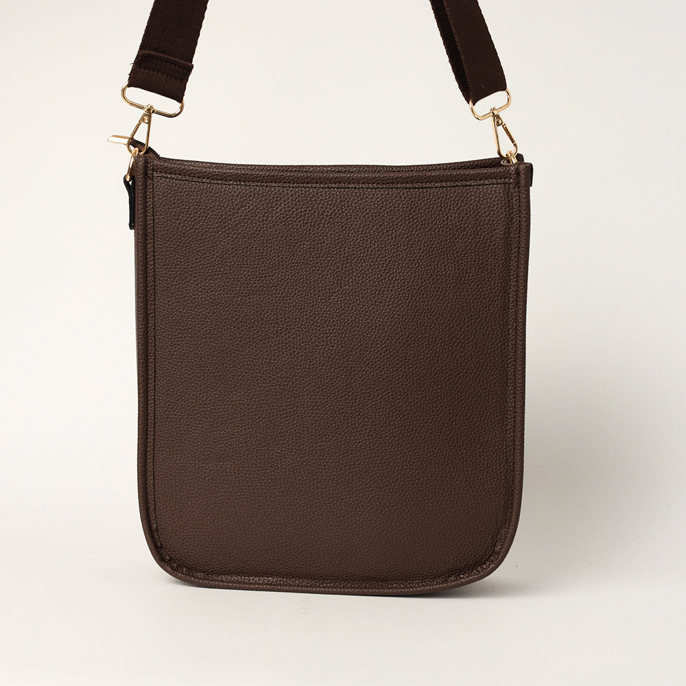 LADIES CIARRA DARK CHOC UPRIGHT CROSSBODY BAG