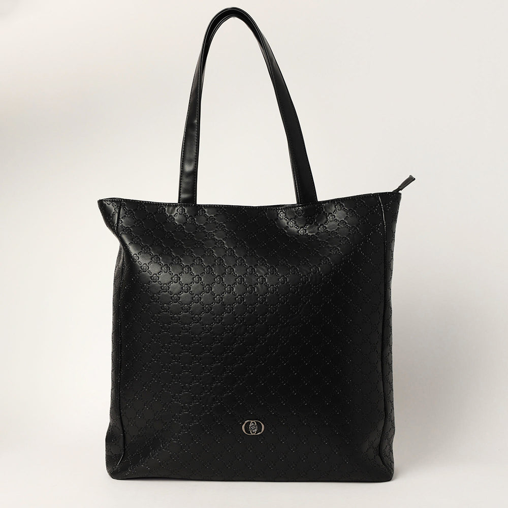 LADIES CIARRA BLACK LARGE TOTE BAG (LAPTOP COMPARTMENT)
