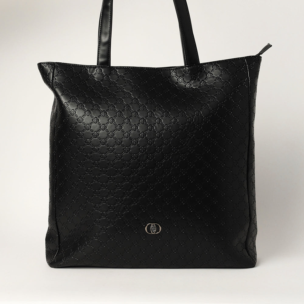 LADIES CIARRA BLACK LARGE TOTE BAG (LAPTOP COMPARTMENT)