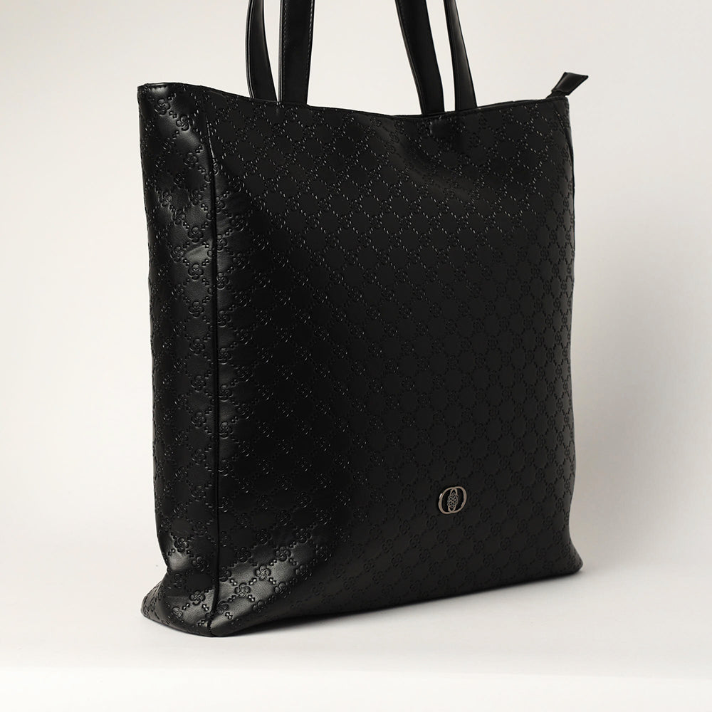 LADIES CIARRA BLACK LARGE TOTE BAG (LAPTOP COMPARTMENT)