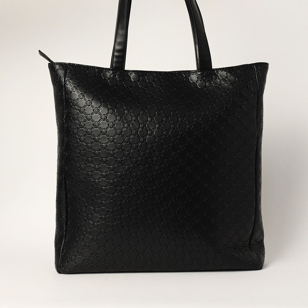 LADIES CIARRA BLACK LARGE TOTE BAG (LAPTOP COMPARTMENT)