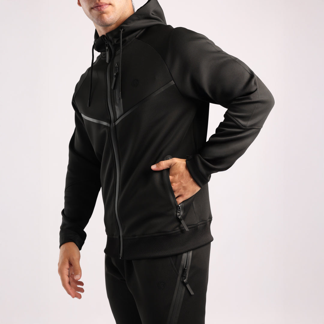 MENS ZAFF BLACK TRACK ZIP THRU JACKET