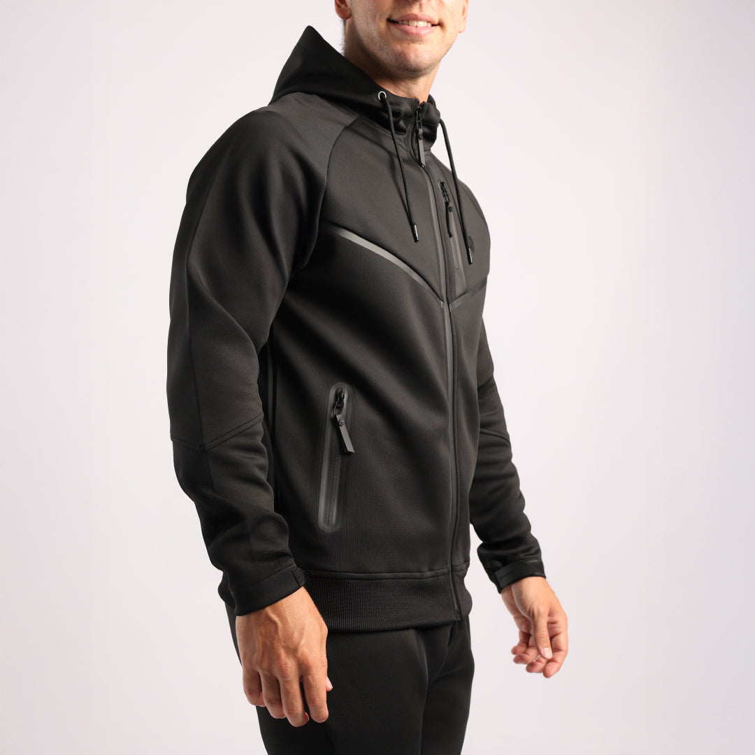 MENS ZAFF BLACK TRACK ZIP THRU JACKET