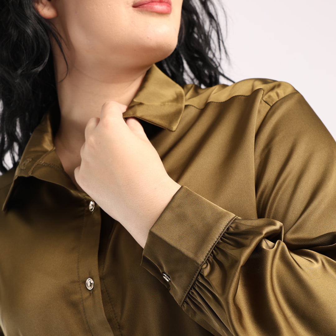 OLIVE BUTTON DOWN LS SHIRT