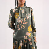 LADIES CIARRA SAGE PRINTED LONG SLEEVE BLOUSE