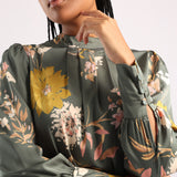 LADIES CIARRA SAGE PRINTED LONG SLEEVE BLOUSE