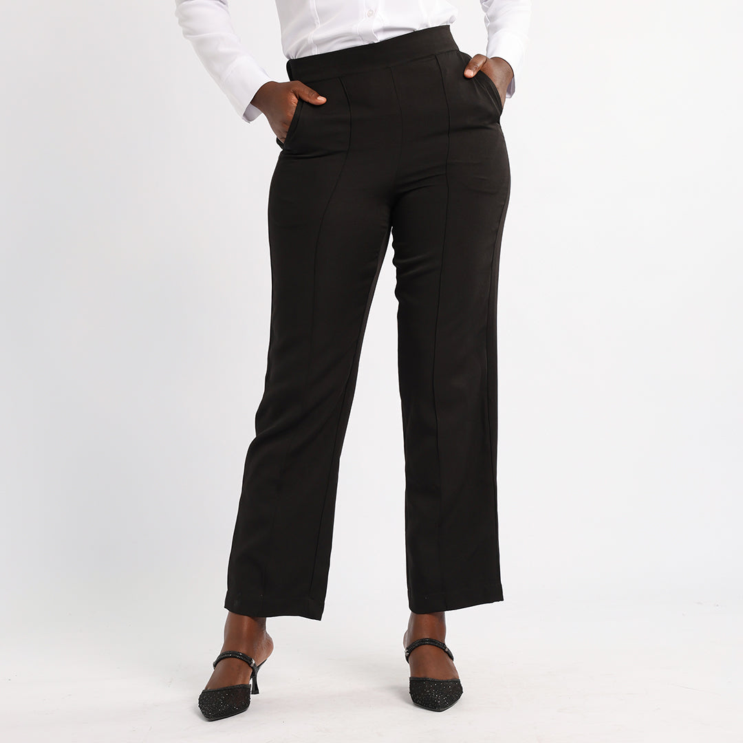 LADIES ALORA BLACK PINTUCK FORMAL PANTS