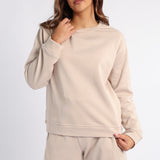 LADIES ALORA STONE BASIC CREW NECK SWEATER