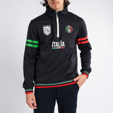 NAVY FORMATION PRINTED 1/4 ZIP SWEATER (ITALY)