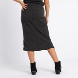 LADIES ALORA BLACK KNITTED SKIRT WITH SLIT