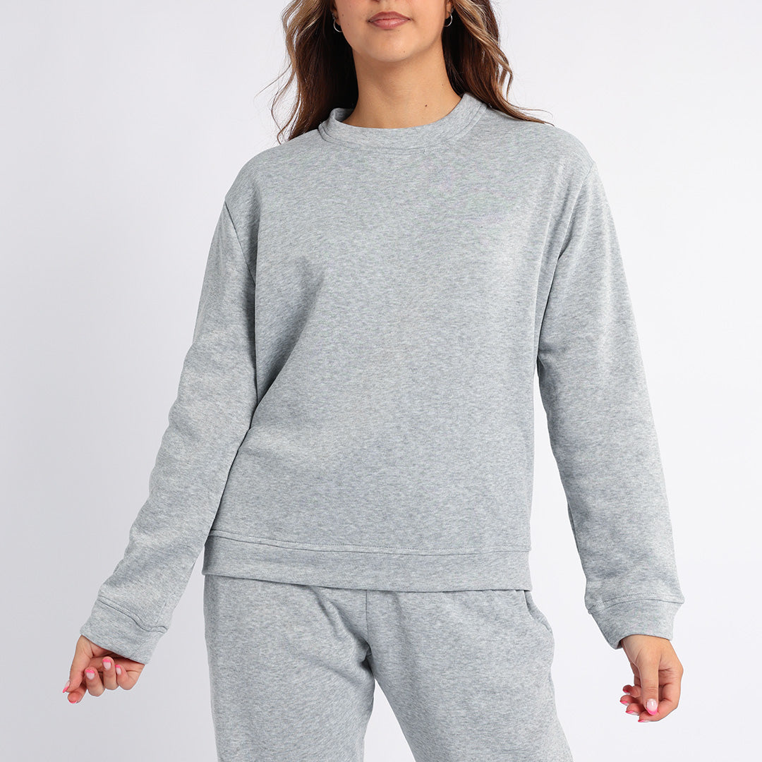 LADIES ALORA GREY BASIC CREW NECK SWEATER