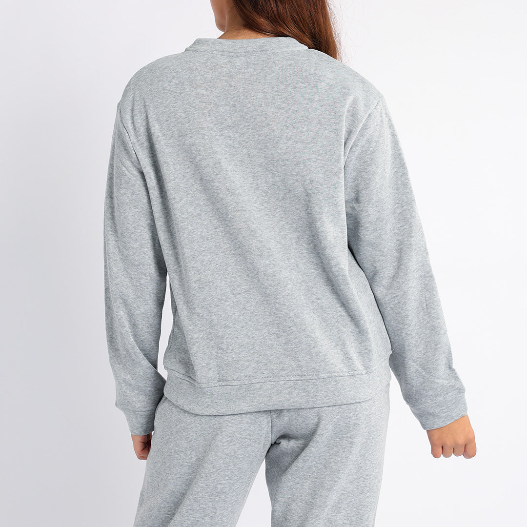 LADIES ALORA GREY BASIC CREW NECK SWEATER