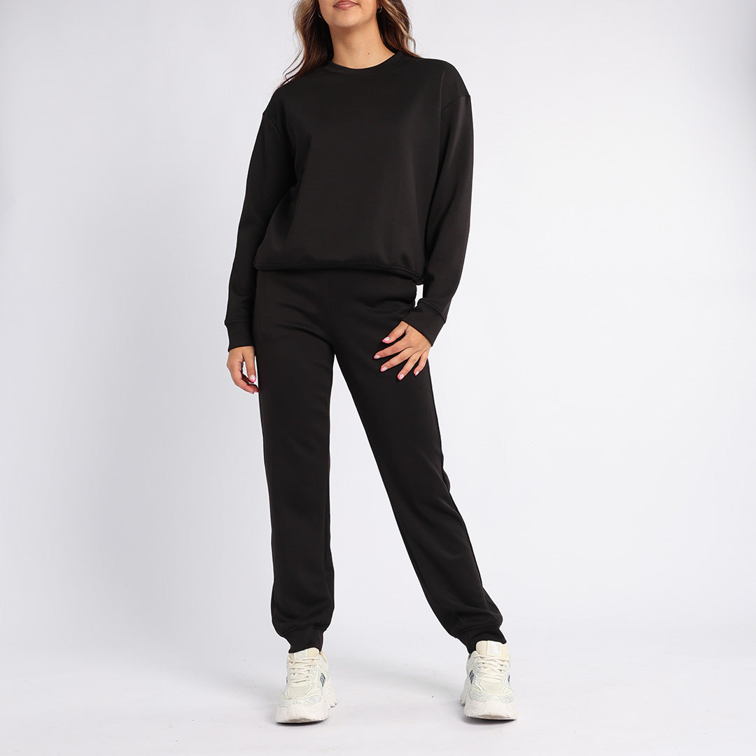 LADIES ALORA BLACK CREW NECK TR SCUBA SWEATER