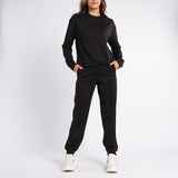 LADIES ALORA BLACK CREW NECK TR SCUBA SWEATER