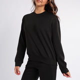 LADIES ALORA BLACK CREW NECK TR SCUBA SWEATER