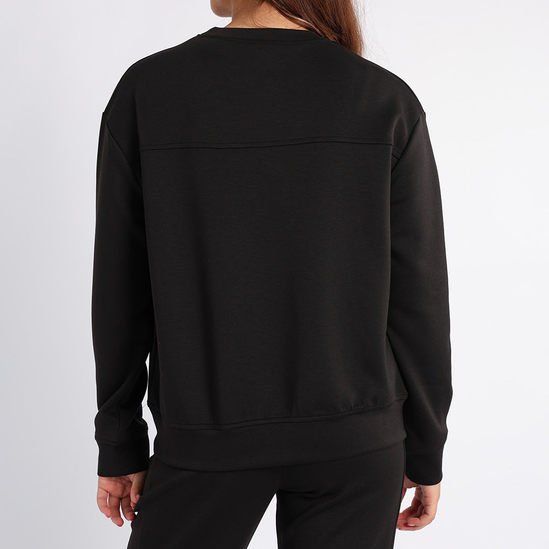 LADIES ALORA BLACK CREW NECK TR SCUBA SWEATER