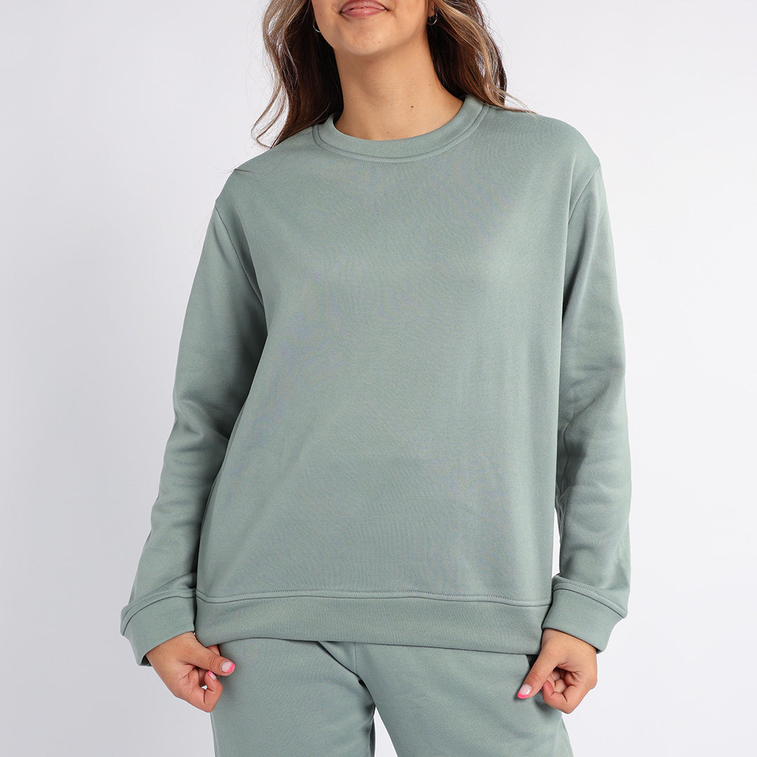 LADIES ALORA SAGE BASIC CREW NECK SWEATER