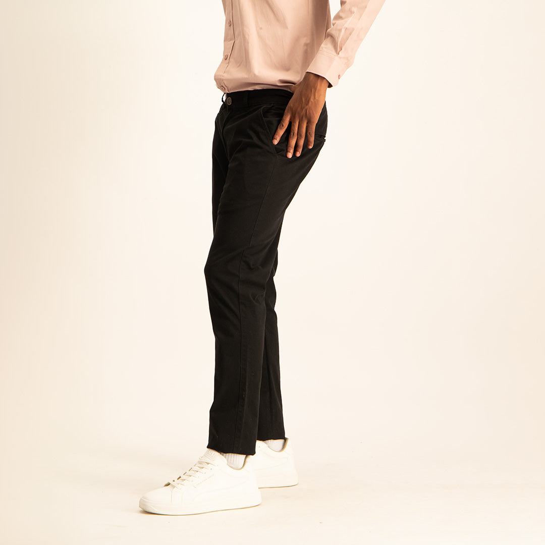 MENS ZAFF BLACK SLIMFIT STRETCH CHINO (CORE)