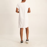 LADIES ALORA WHITE T-SHIRT DRESS WITH PRINT