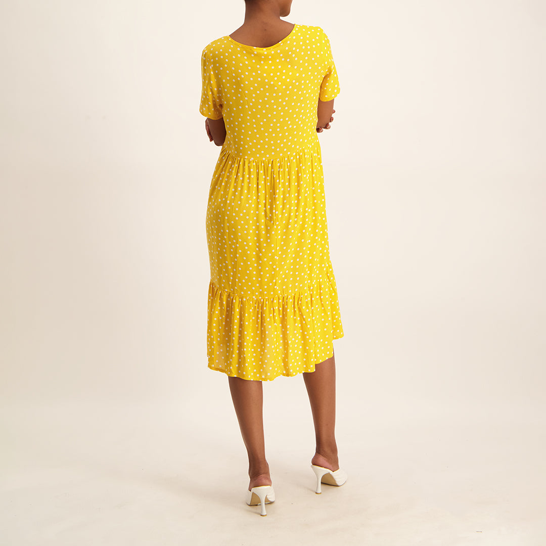 Yellow Polka Dot Printed Dress