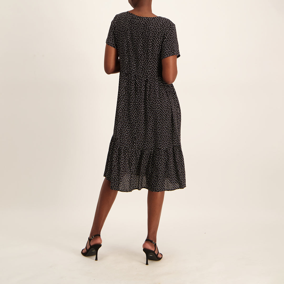 Black Polka Dot Printed Dress